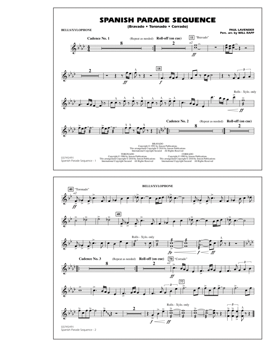 Spanish Parade Sequence - Bells/Xylophone Percussion scores gallery preview page 1