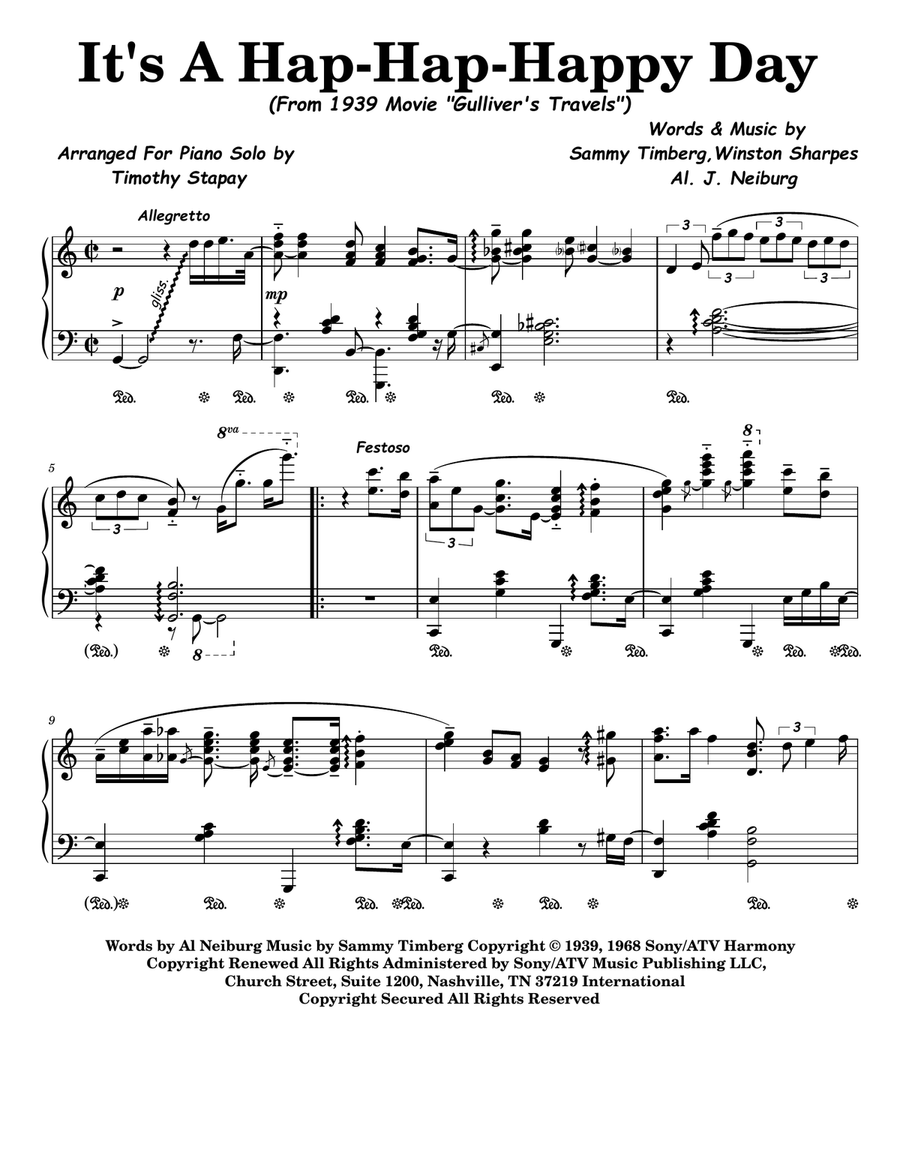 It's A Hap-hap-happy Day Piano Solo scores gallery preview page 1