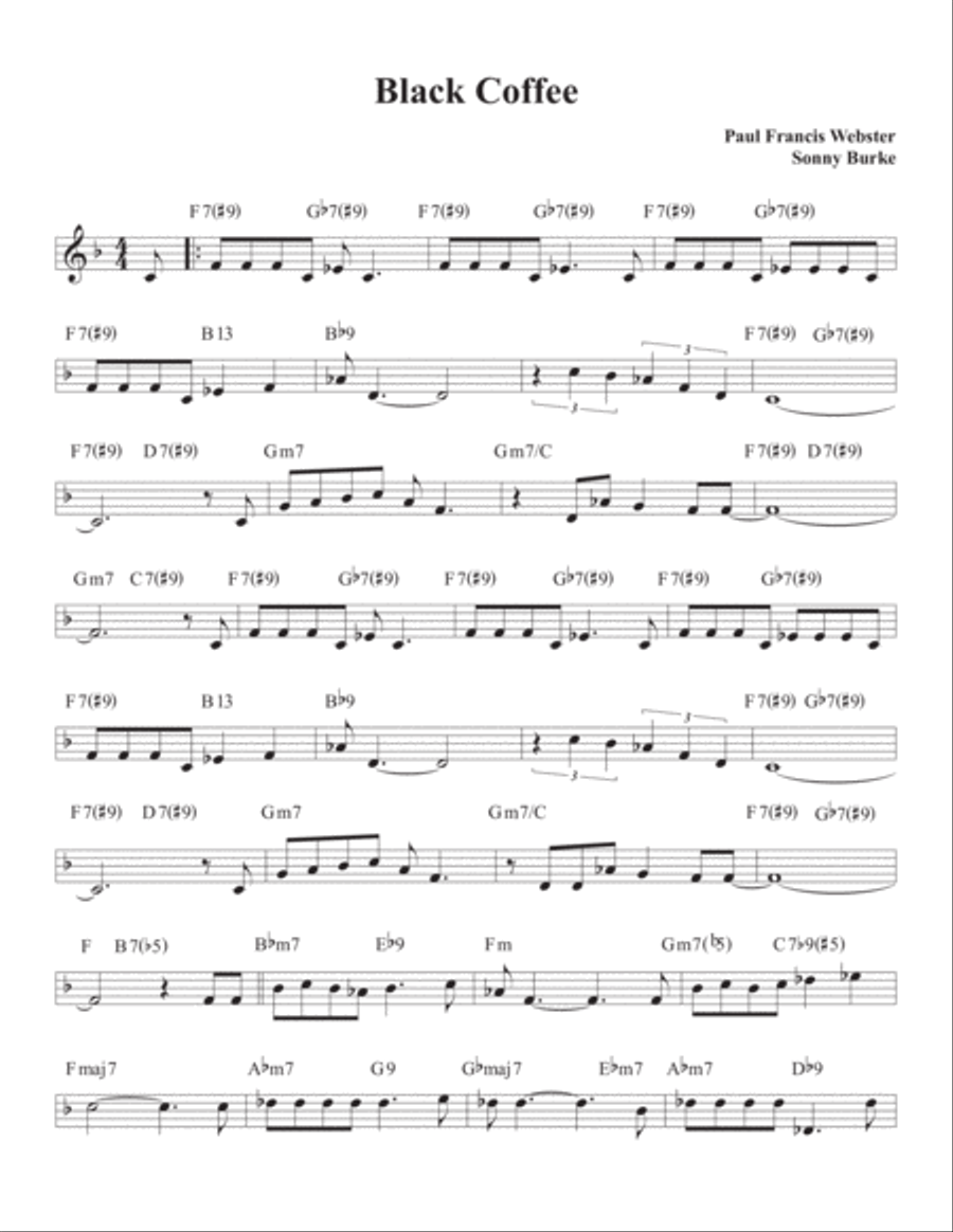 Black Coffee Black Coffee Piano, Vocal, Guitar scores gallery preview page 1