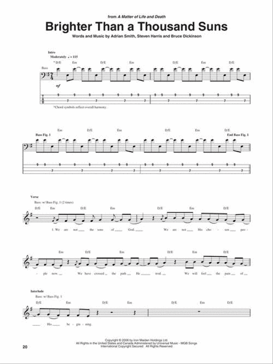 Iron Maiden Bass Anthology Bass Guitar Tablature scores gallery preview page 6