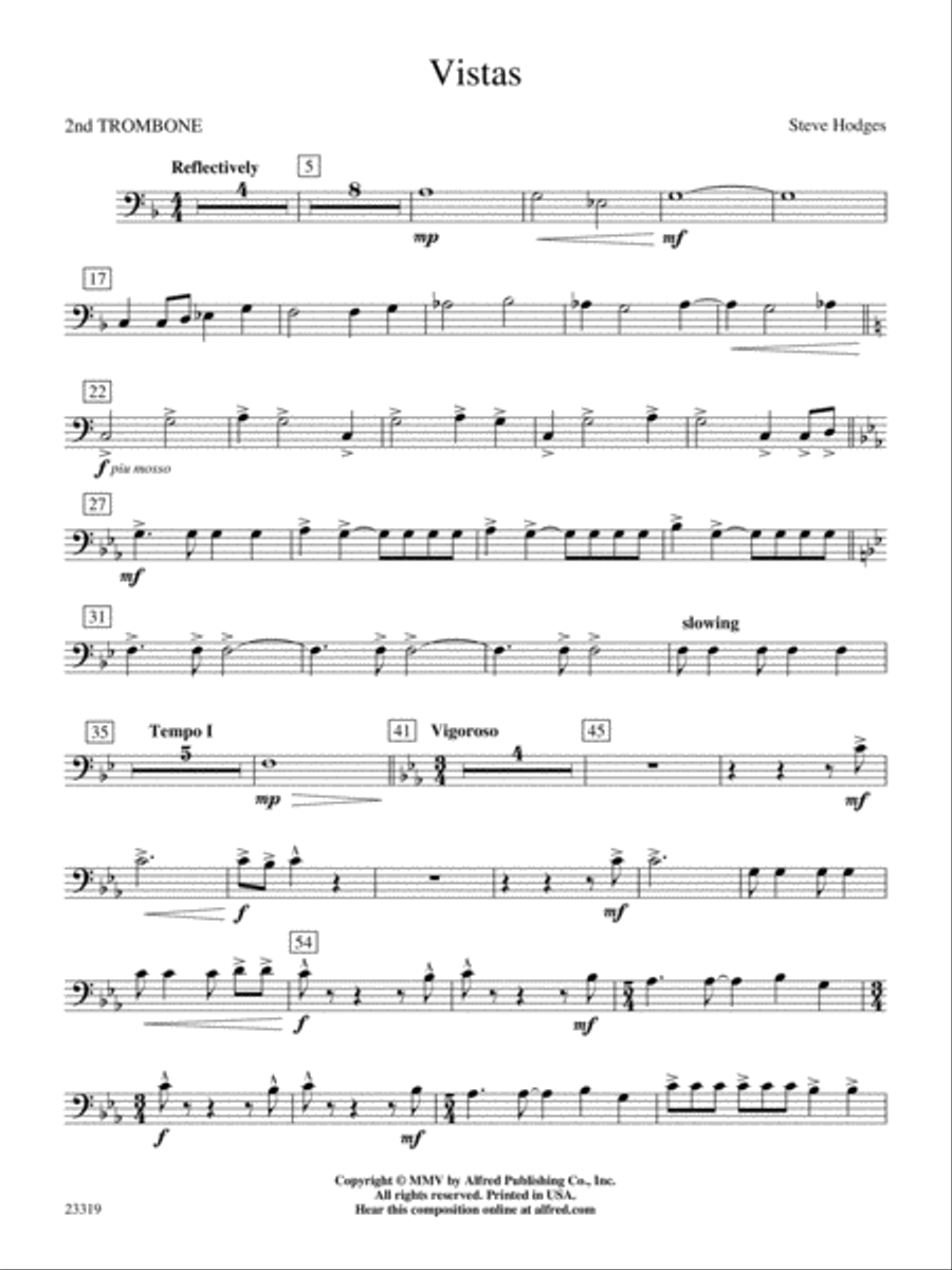 Vistas: 2nd Trombone Concert Band scores gallery preview page 1