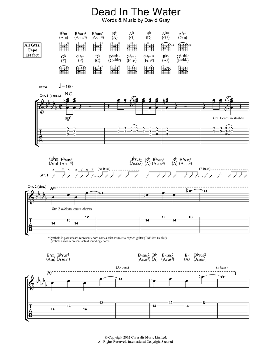 Dead In The Water Acoustic Guitar scores gallery preview page 1