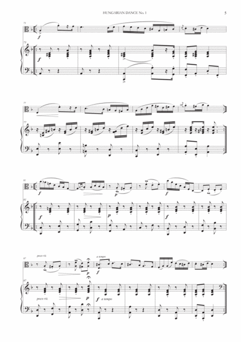 Hungarian Dances Nos. 1-5 for Viola and Piano image number null