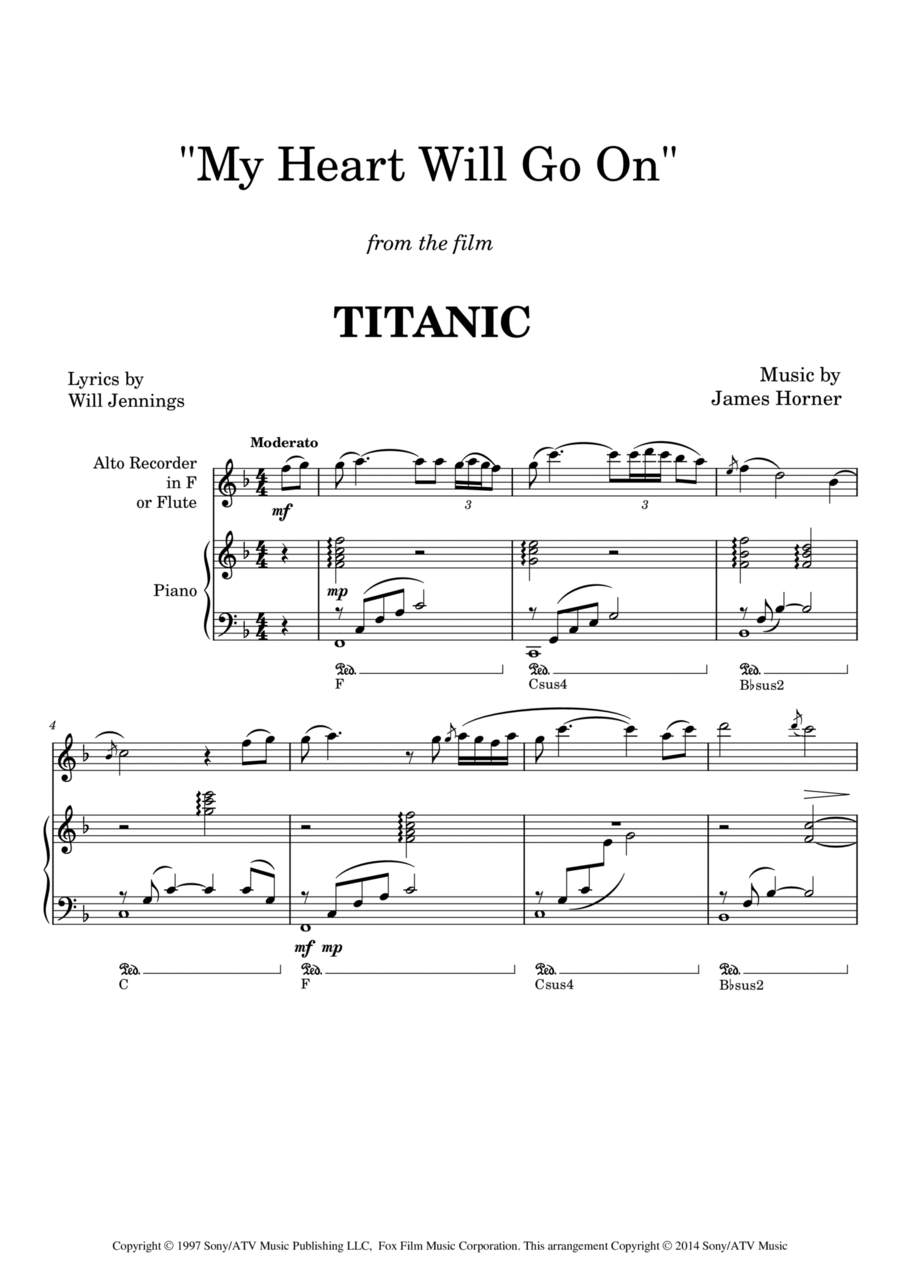 My Heart Will Go On (love Theme From 'titanic') Flute Solo scores gallery preview page 1
