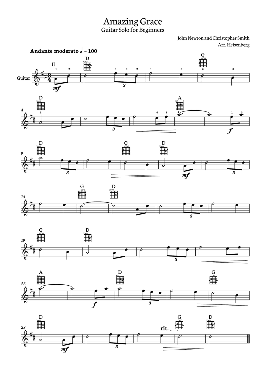 Amazing Grace Acoustic Guitar scores gallery preview page 1
