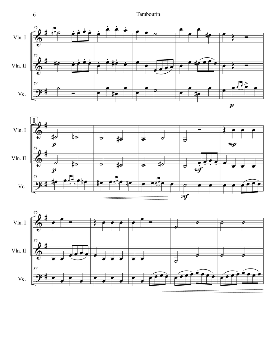 Tambourin String Trio scores gallery preview page 6
