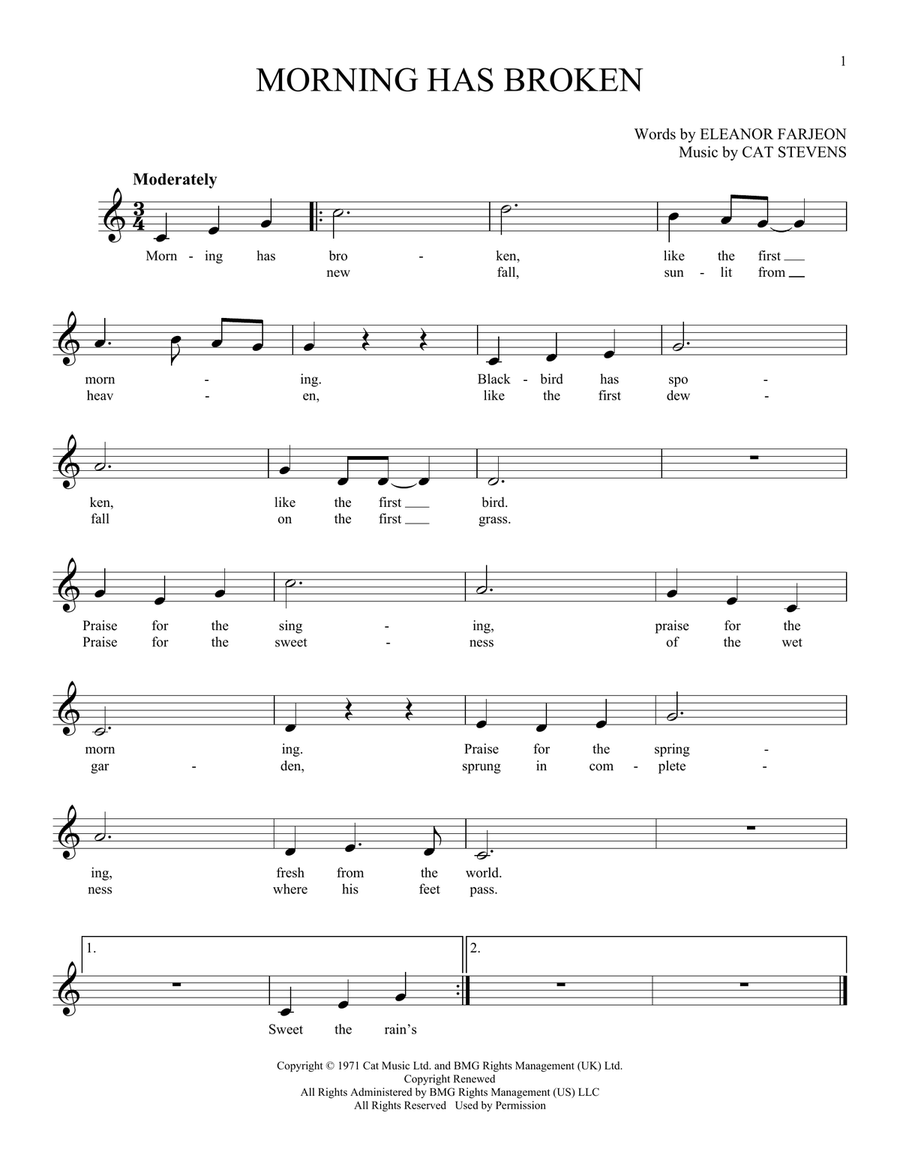 Morning Has Broken ocarina scores gallery preview page 1