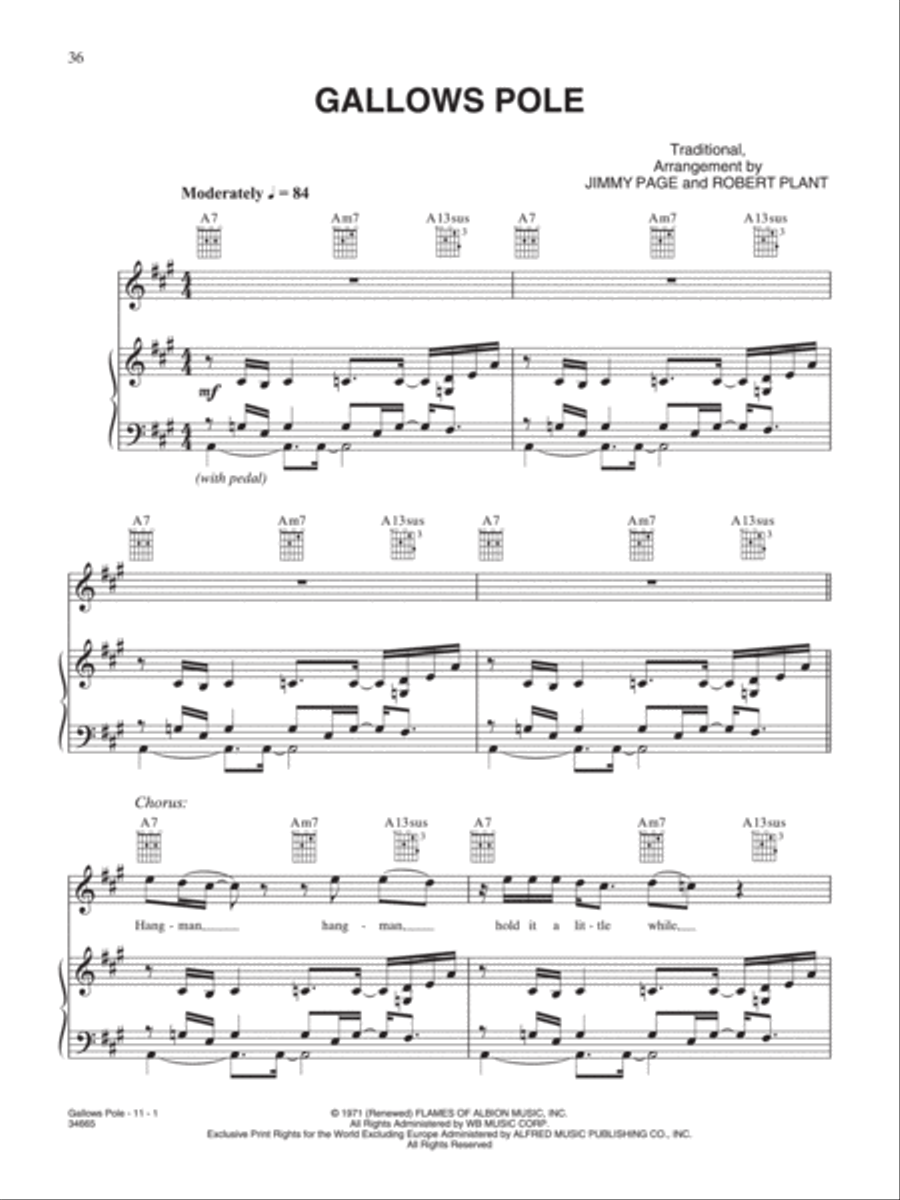 Gallows Pole Gallows Pole Piano, Vocal, Guitar scores gallery preview page 1
