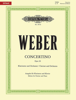 Book cover for Concertino for Clarinet in E flat Op. 26 (Edition for Clarinet and Piano)