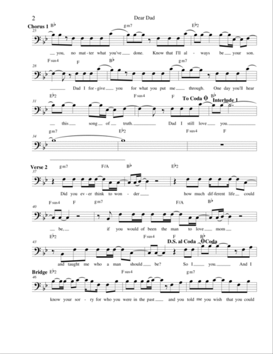 Dear Dad Piano, Vocal, Guitar scores gallery preview page 2