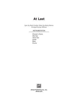 Book cover for At Last: Score