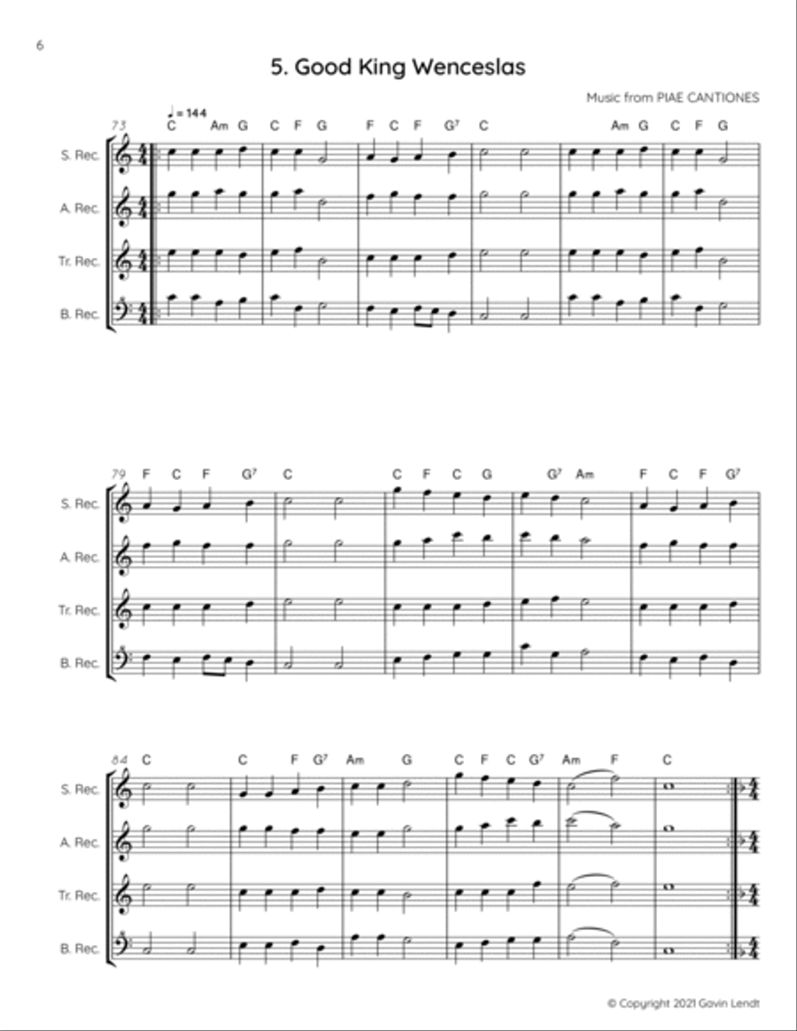 Christmas Quartets for Recorders Small Ensemble scores gallery preview page 6