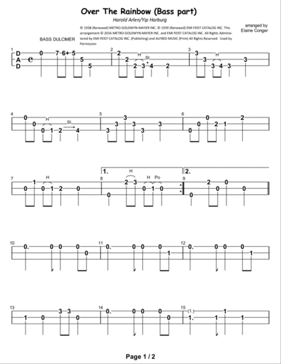 Over The Rainbow Over The Rainbow Dulcimer scores gallery preview page 2