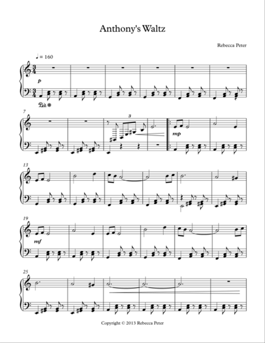 Anthony's Waltz Anthony's Waltz Piano Solo scores gallery preview page 1