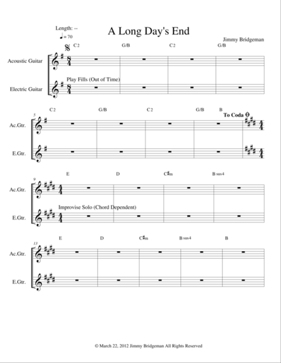 A Long Day's End Guitar scores gallery preview page 1