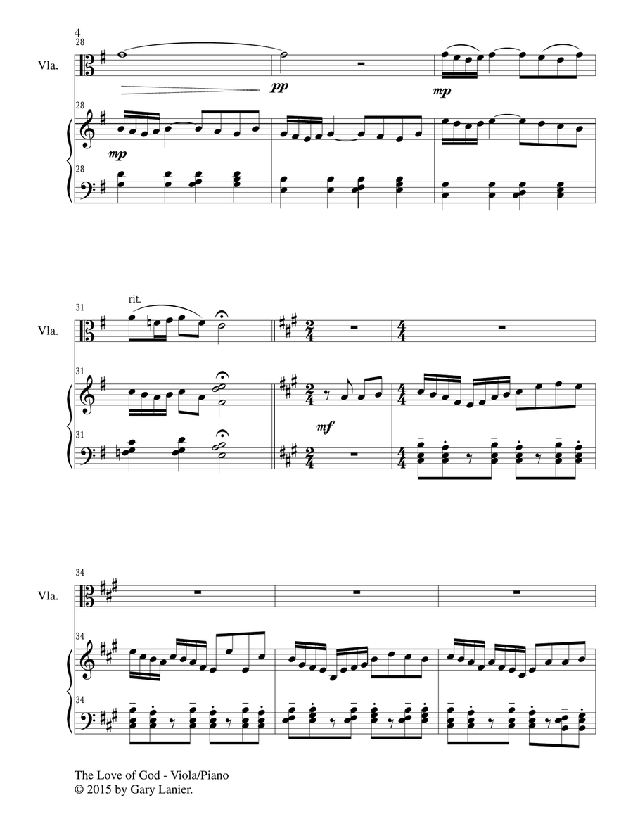 THE LOVE OF GOD (Duet – Viola and Piano/Score and Parts) Piano Accompaniment scores gallery preview page 5