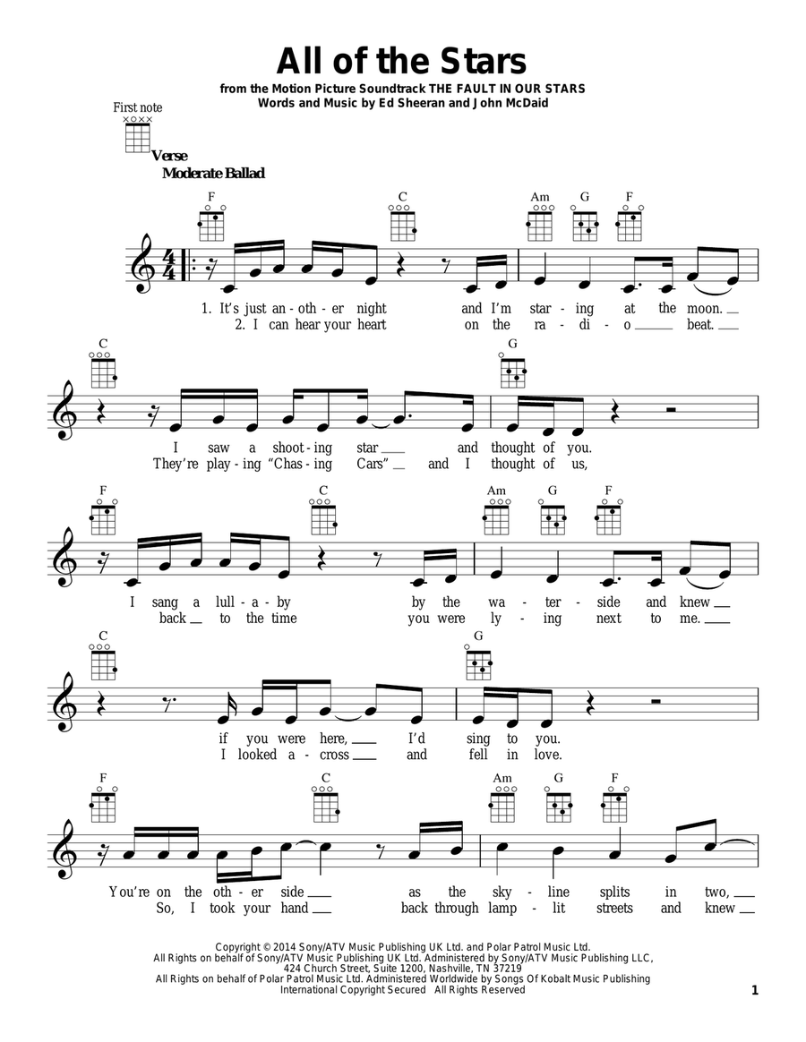 All Of The Stars All Of The Stars Ukulele scores gallery preview page 1