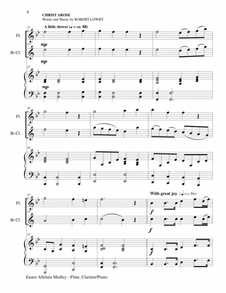 EASTER ALLELUIA MEDLEY (Trio – Flute, Bb Clarinet/Piano) Score and Parts image number null