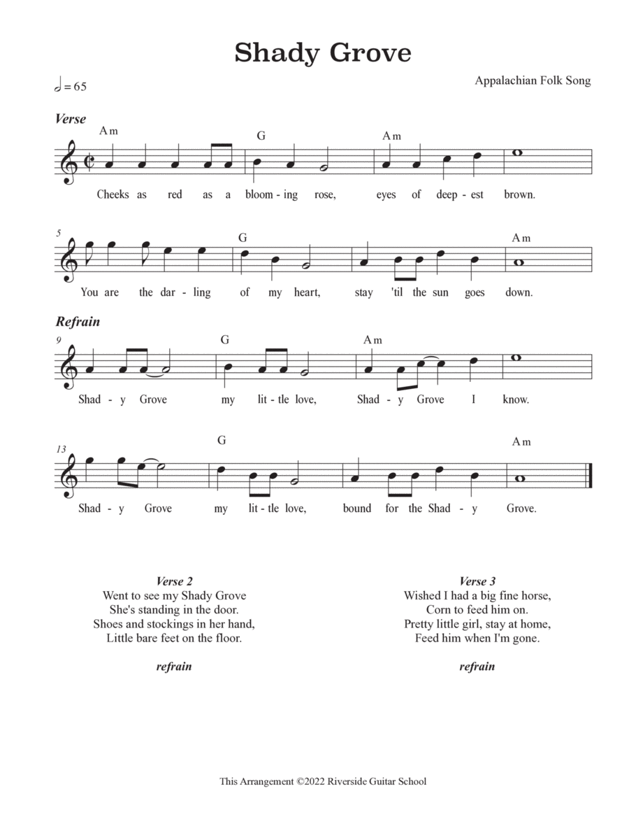 Shady Grove Easy Piano scores gallery preview page 1