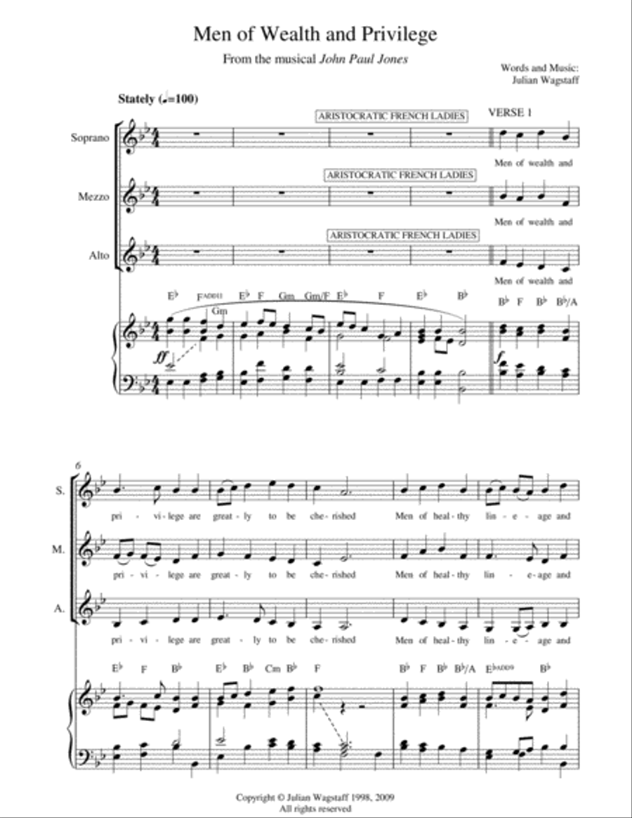 Men of Wealth and Privilege - song from the musical John Paul Jones SA scores gallery preview page 3