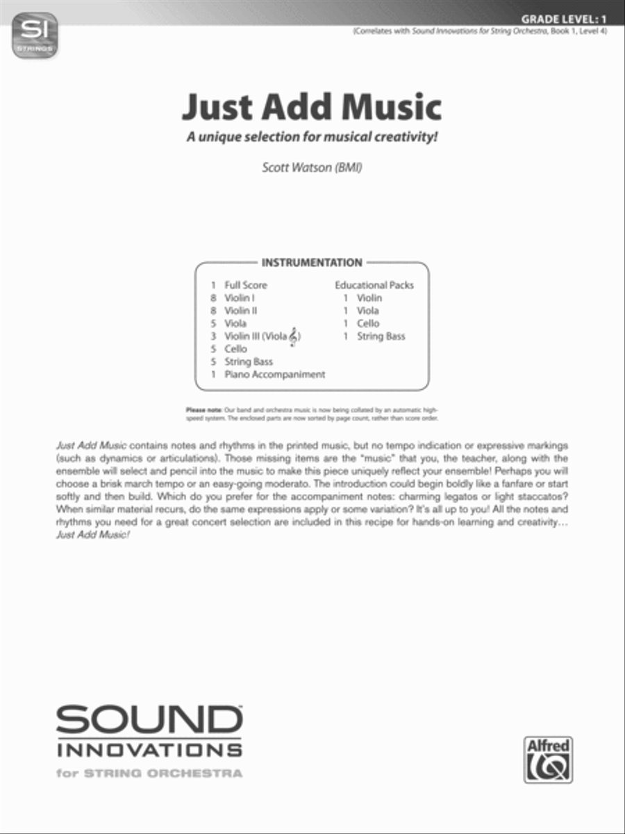 Just Add Music: Score