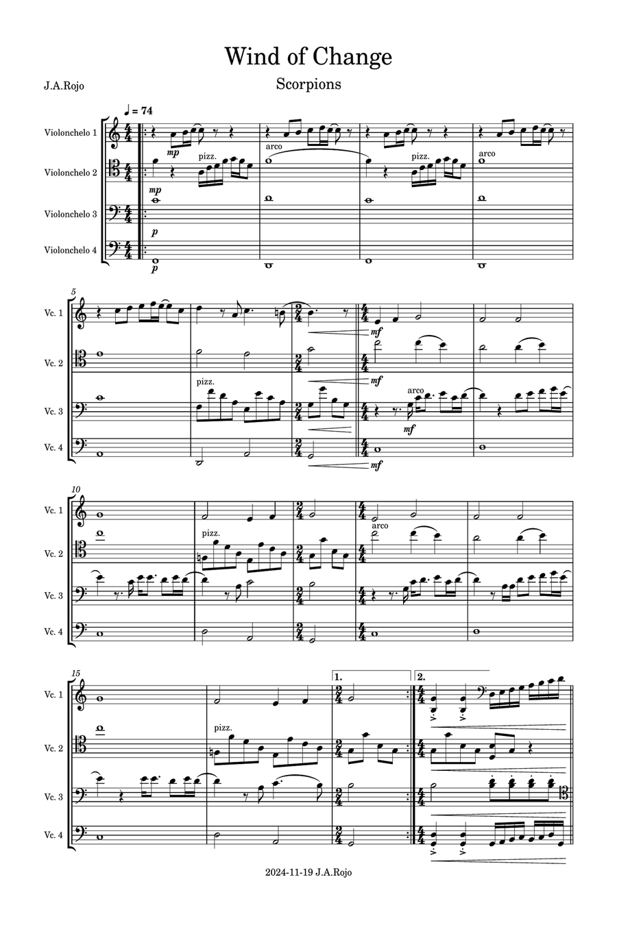 Wind Of Change Wind Of Change String Quartet scores gallery preview page 1