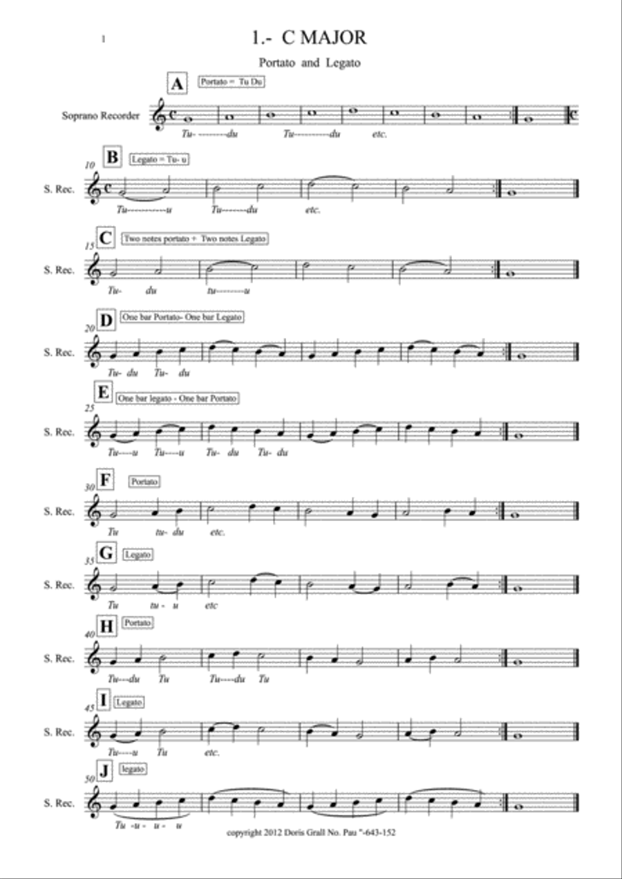 Book 1- Articulations on Major Scales for Soprano Recorder Woodwind Duet scores gallery preview page 3
