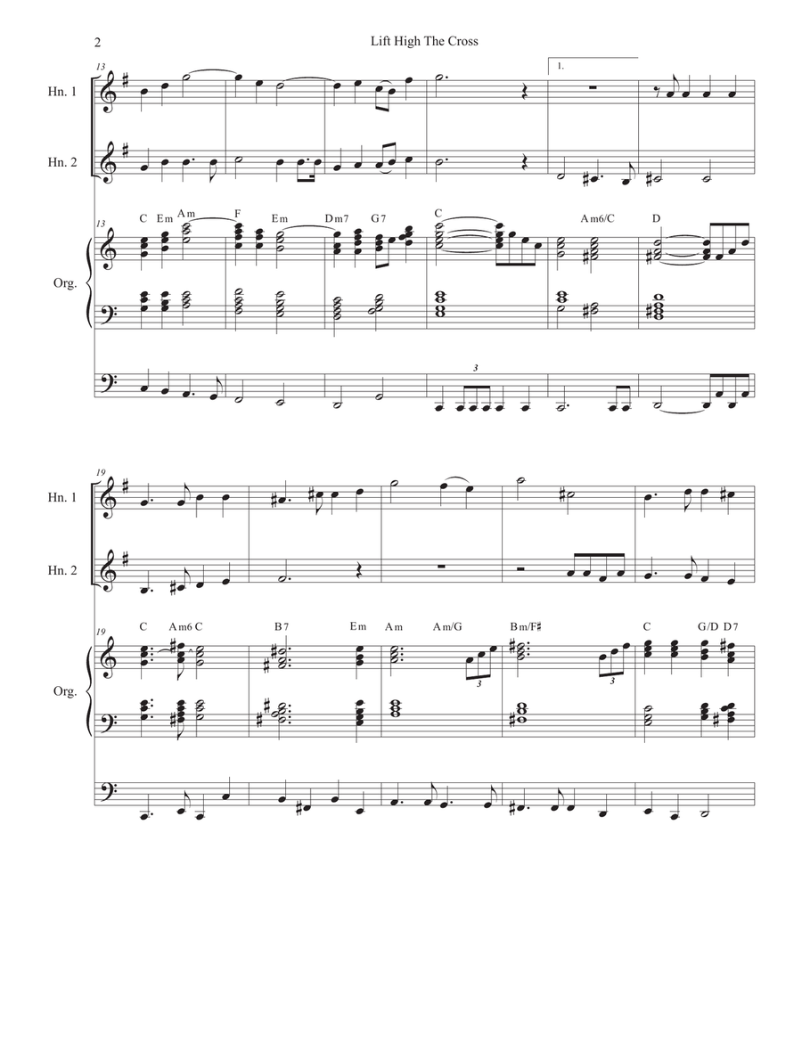 Lift High The Cross (French Horn Duet) Brass Duet scores gallery preview page 2