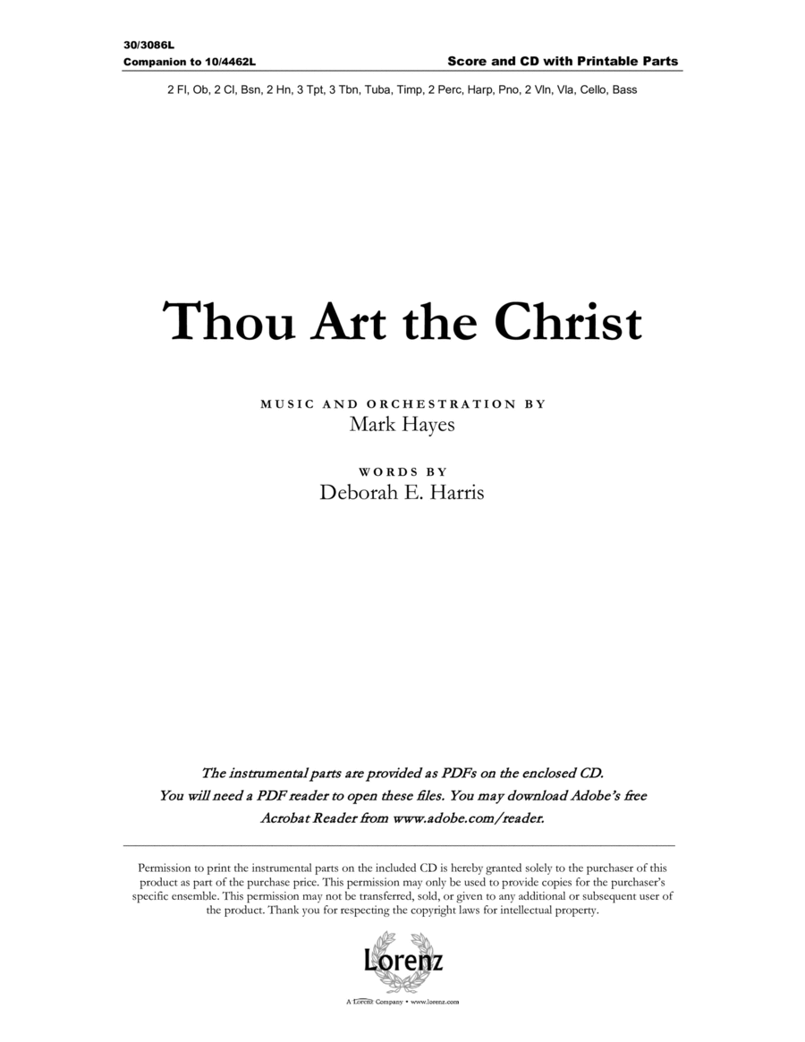 Thou Art the Christ - Orchestral Score with Printable Parts