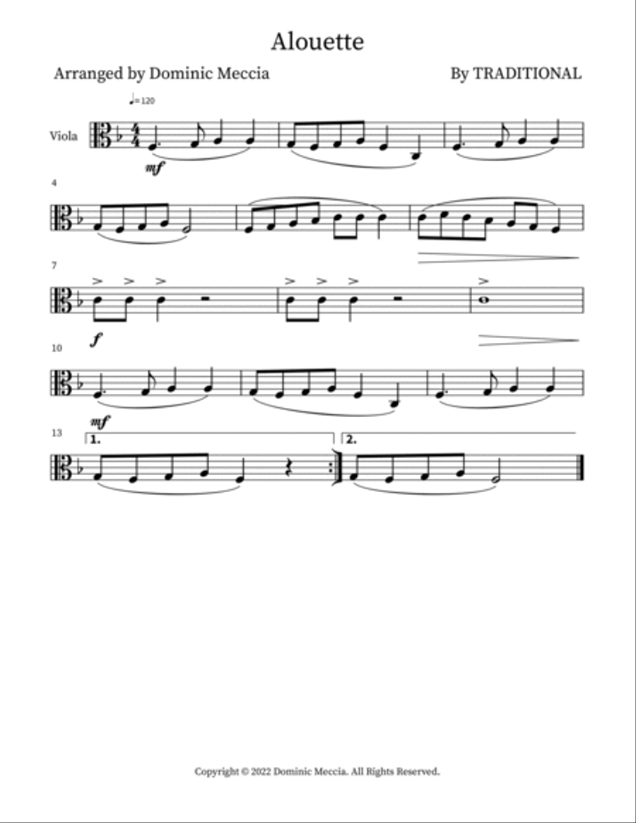 Alouette Alouette String Duet scores gallery preview page 2