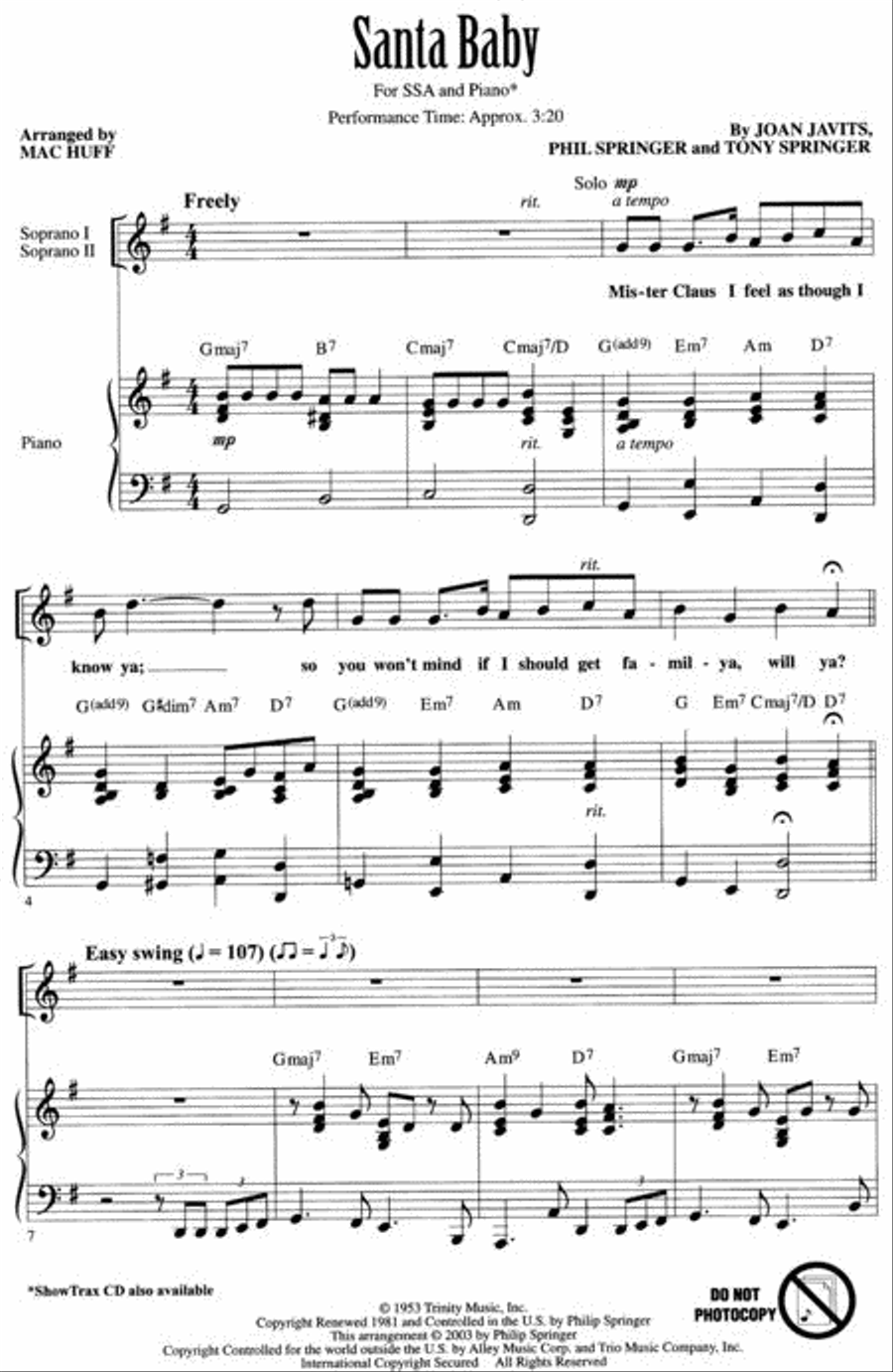 Santa Baby SSA scores gallery preview page 2