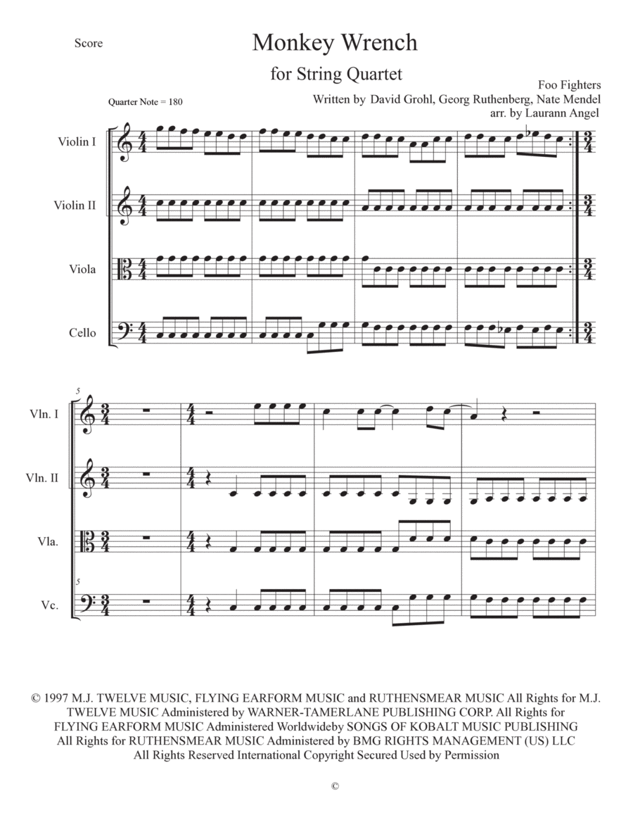 Monkey Wrench String Quartet scores gallery preview page 1