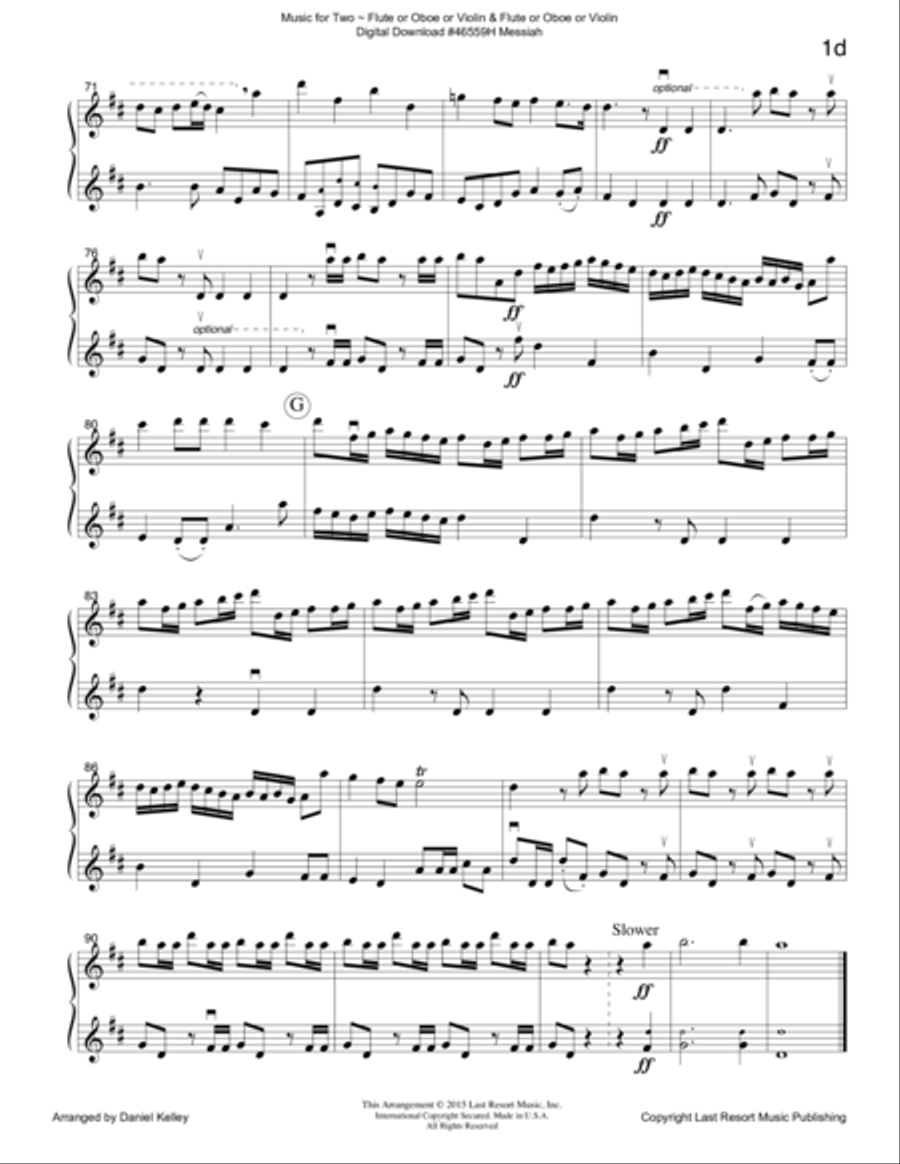 Handel's Messiah - Duet - for Flute or Oboe or Violin & Flute or Oboe or Violin - Music for Two Small Ensemble scores gallery preview page 5