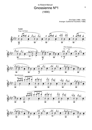 Erik Satie - Gnossienne Nº1. Arrangement for Classical Guitar.