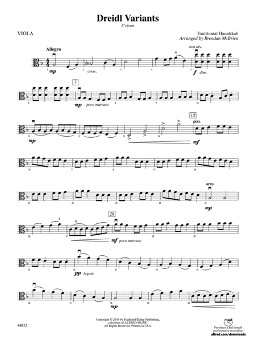 Dreidl Variants: Viola String Orchestra scores gallery preview page 1