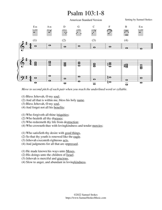 Psalm 103:1-8 ASV for cantor and accompaniment instrument
