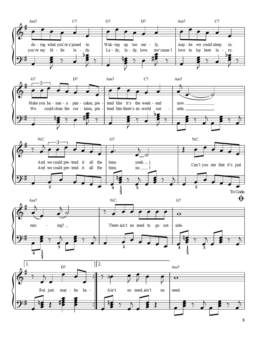 Banana Pancakes Easy Piano scores gallery preview page 2