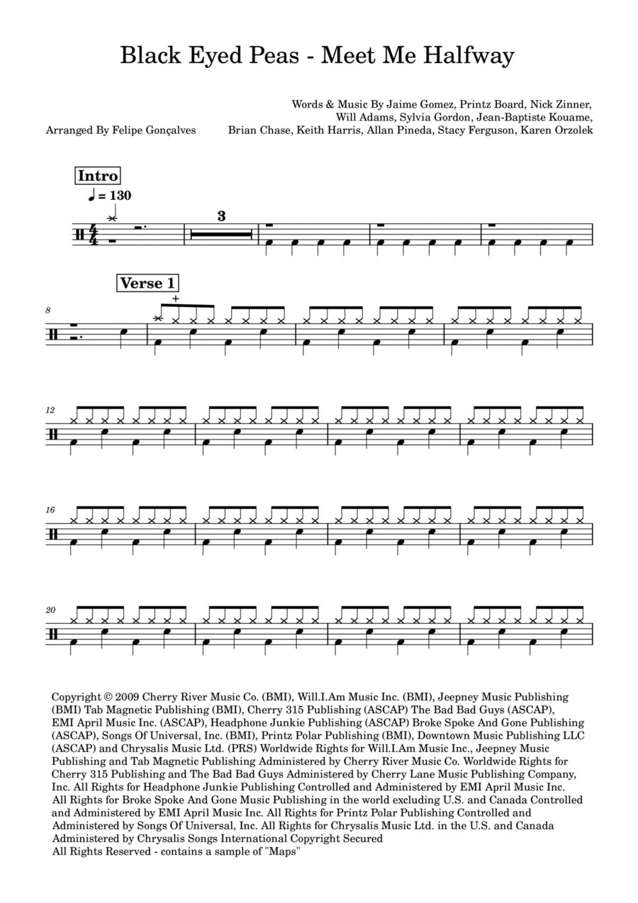 Meet Me Halfway Drum Set scores gallery preview page 1