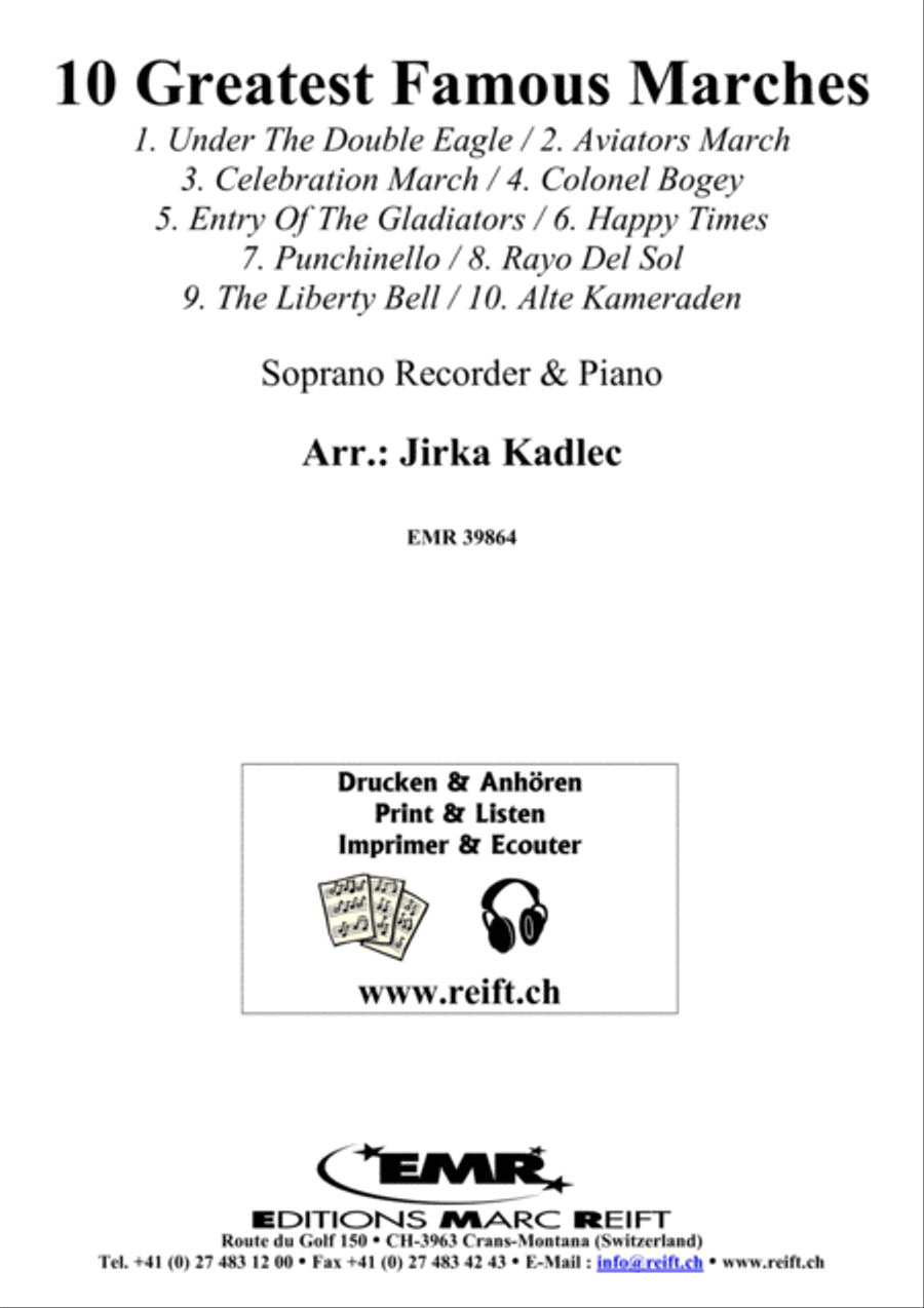 10 Greatest Famous Marches Soprano Recorder scores gallery preview page 1
