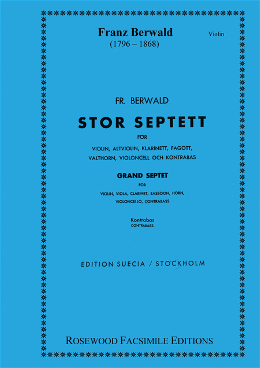 Septet by Franz Berwald Clarinet - Sheet Music