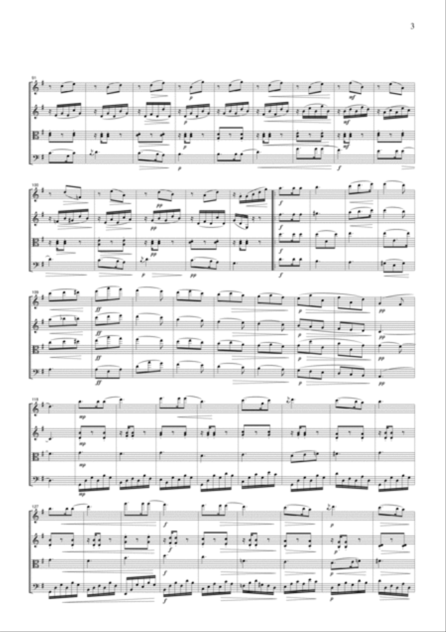Dvorak Valse from Symphony No.8, 3rd mvt., for string quartet, CD202 String Quartet scores gallery preview page 3