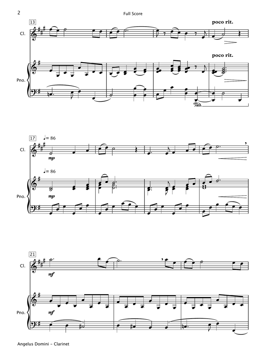Angelus Domini (Clarinet & Piano) Chamber Music scores gallery preview page 3