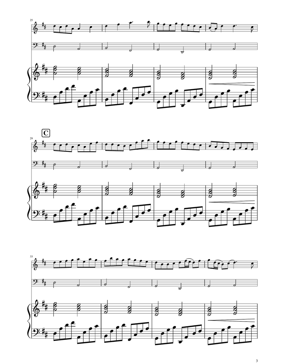 Canon in D - Violin and Cello Duet Piano Trio scores gallery preview page 3