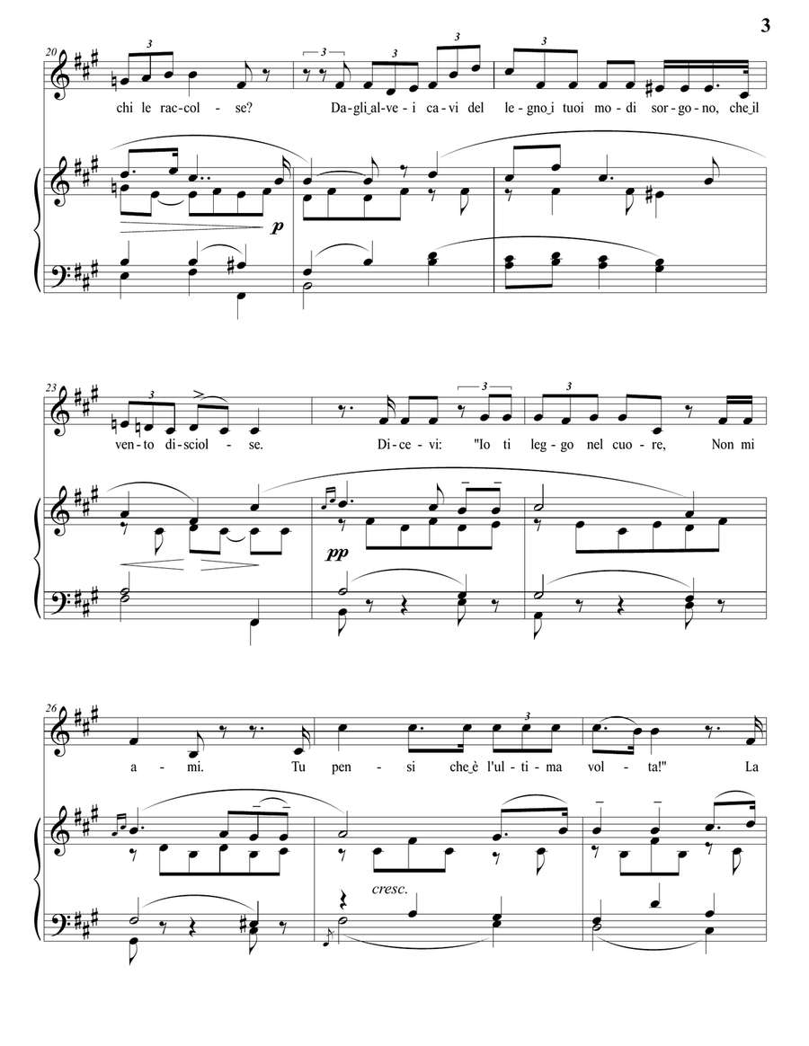 RESPIGHI: Sopra un'aria antica (transposed to F-sharp minor) Piano, Vocal scores gallery preview page 4