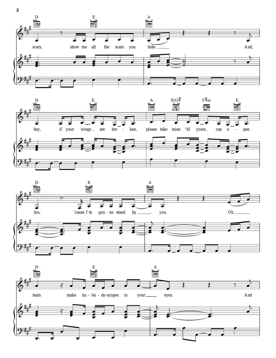 Stand By You Piano, Vocal, Guitar scores gallery preview page 2