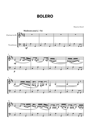 Book cover for Bolero (for Clarinet and Trombone)