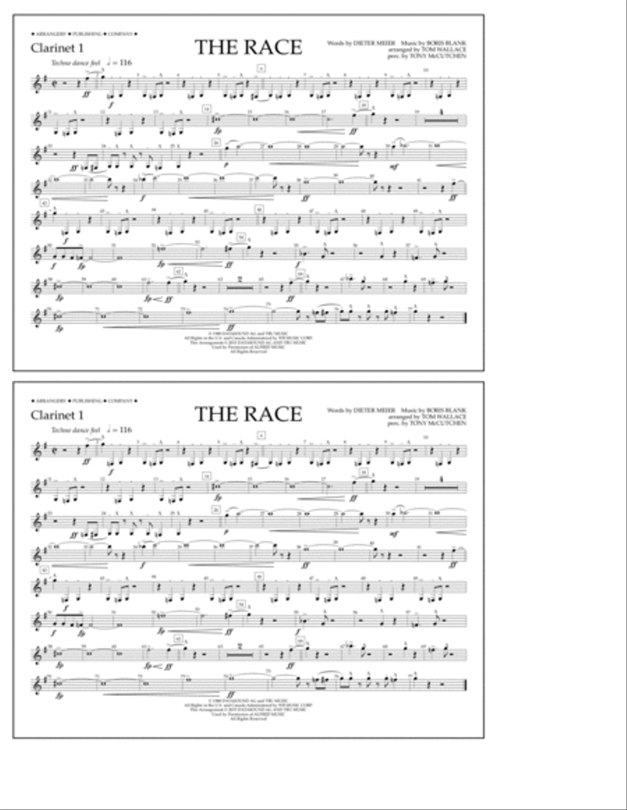 The Race - Clarinet 1 The Race - Clarinet 1 Marching Band scores gallery preview page 1