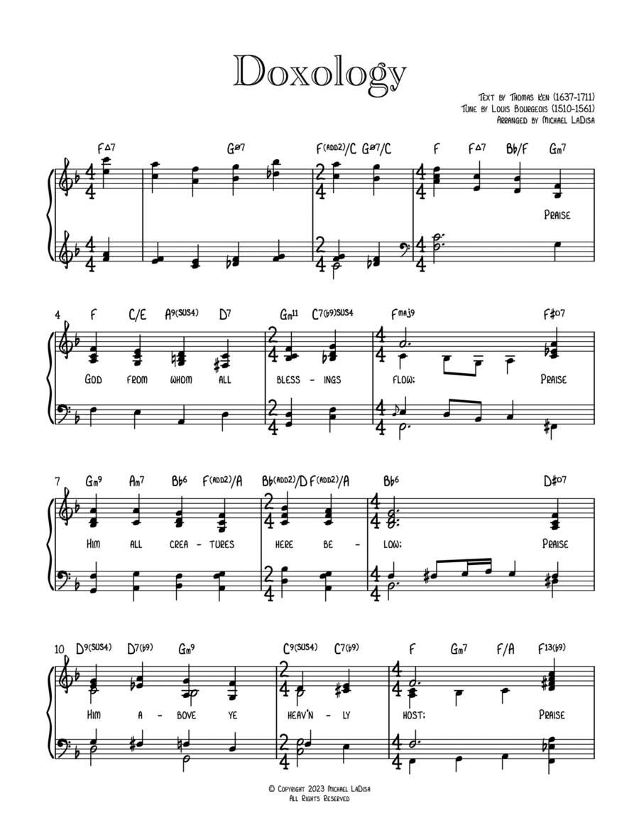 Doxology: Praise God from Whom All Blessings Flow (Gospel Harmony) Voice scores gallery preview page 1
