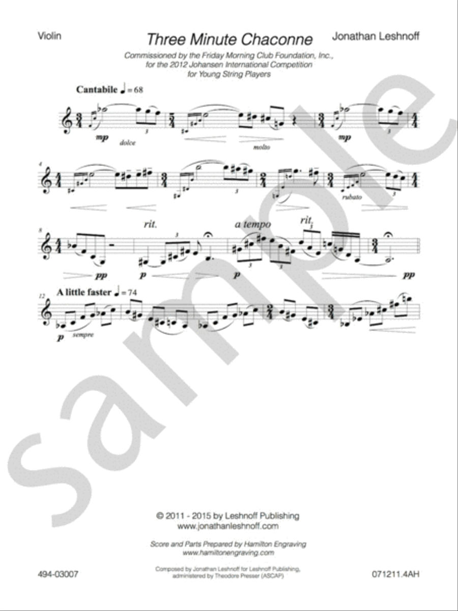 Three Minute Chaconne - Viola Version Chamber Music scores gallery preview page 4