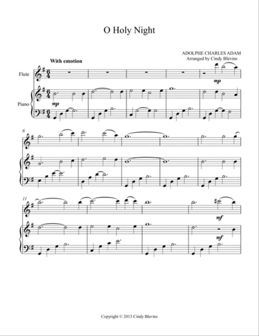 O Holy Night, for Piano and Flute Flute Solo scores gallery preview page 2